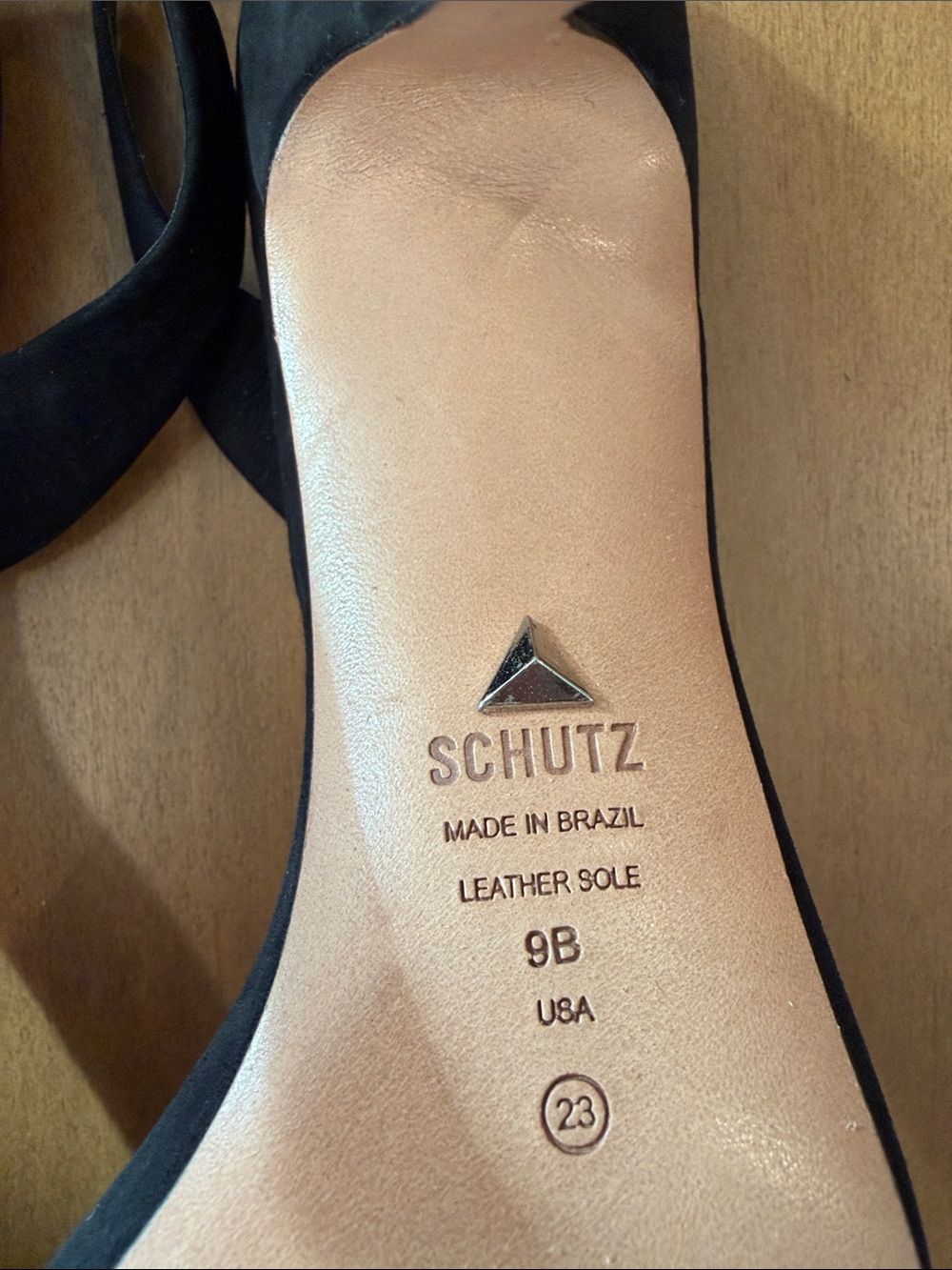 SCHUTZ Black Suede Open-Toe Slingback Heels - Picture 7 of 14